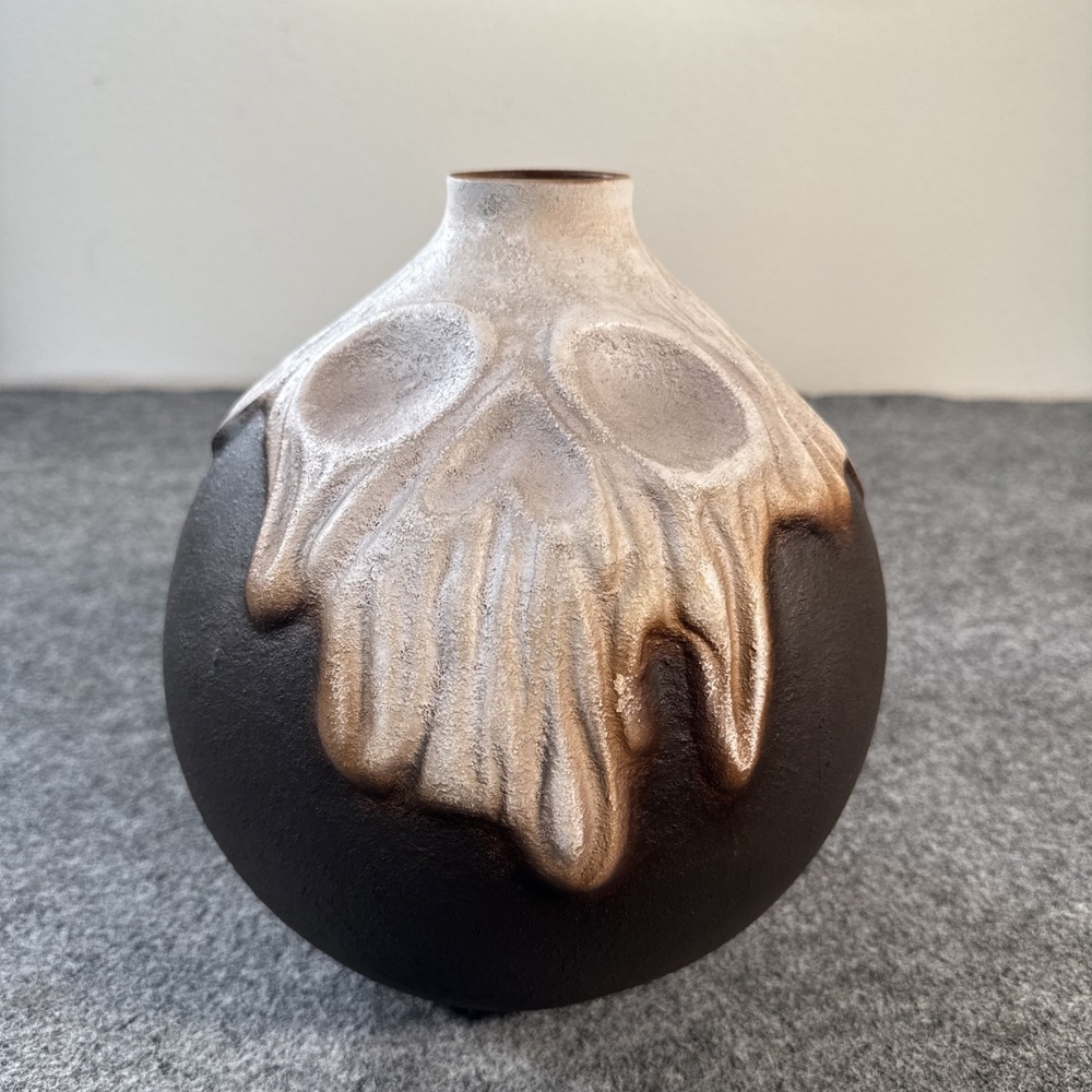 Viral Halloween LARGE Skull Poison Bottle Handmade Ceramic Vase New